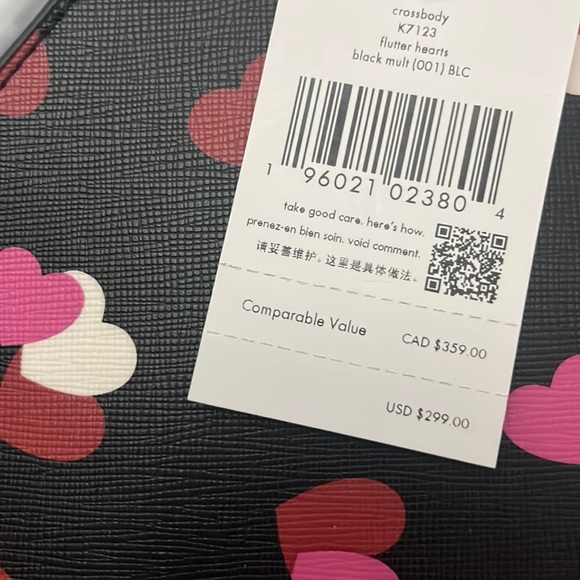 ♠️❤️kate spade Flutter Hearts Printed Rory Crossbody Bag, Black Multi NWT - Picture 6 of 7